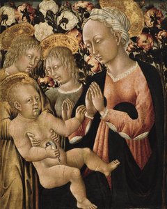 Madonna ja lapsi enkelien kanssa, n. 1475 (tempera paneelissa) tekijältä Giovanni di Paolo